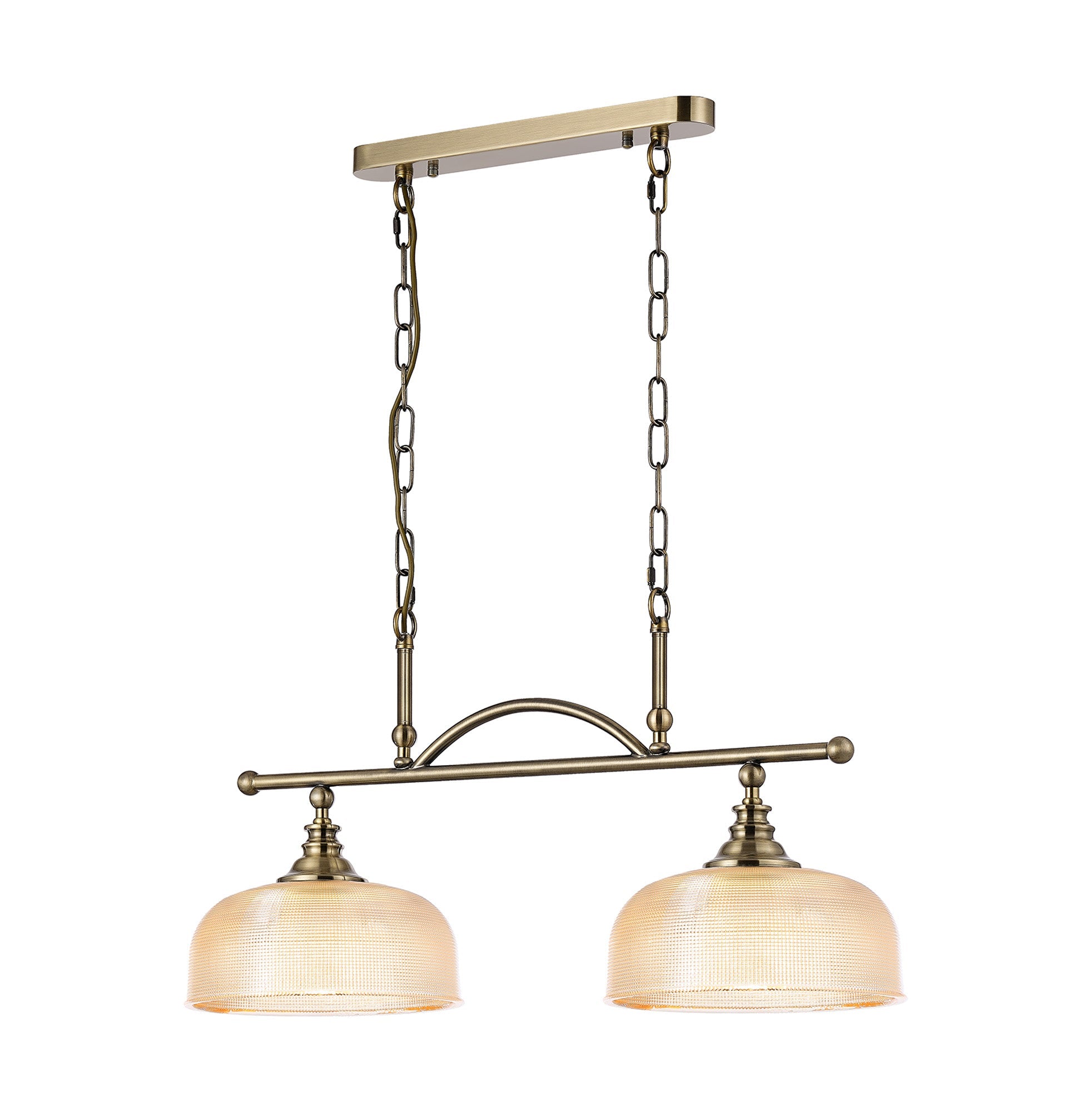 Luminosity Designs - Antique Brass Sledmere 2 Light Bar (Converts to Semi Flush) 2x E27 - Luminosity Designs Ltd