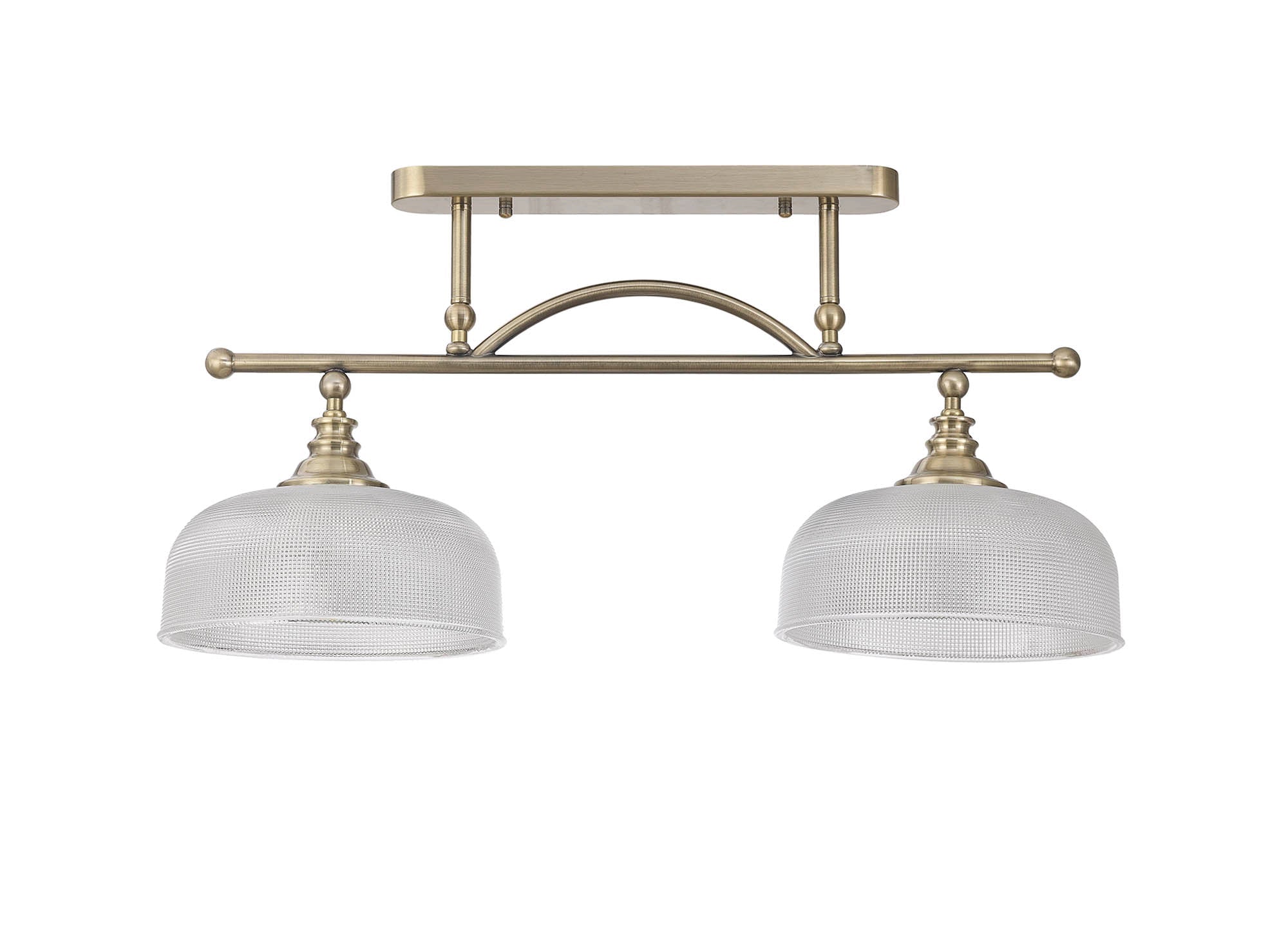 Luminosity Designs - Antique Brass Sledmere 2 Light Bar (Converts to Semi Flush) 2x E27 - Luminosity Designs Ltd
