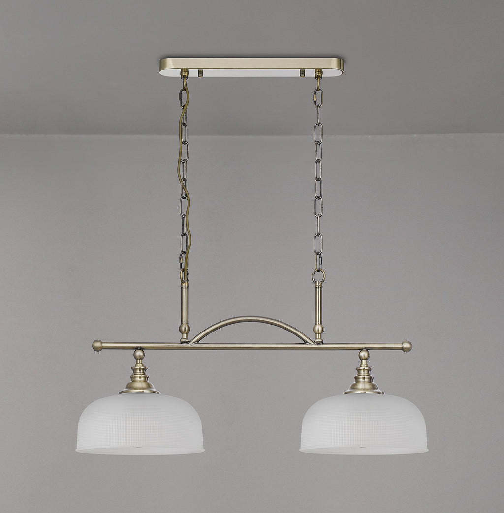 Luminosity Designs - Antique Brass Sledmere 2 Light Bar (Converts to Semi Flush) 2x E27 - Luminosity Designs Ltd