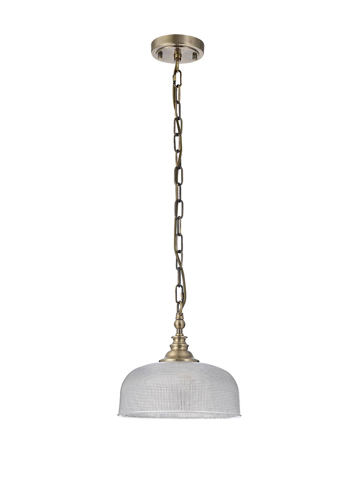 Luminosity Designs - Antique Brass Sledmere 27cm Flush/Single Pendant, 1 Light Adjustable to Semi Flush, E27 - Luminosity Designs Ltd