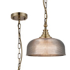 Luminosity Designs - Antique Brass Sledmere 27cm Flush/Single Pendant, 1 Light Adjustable to Semi Flush, E27 - Luminosity Designs Ltd