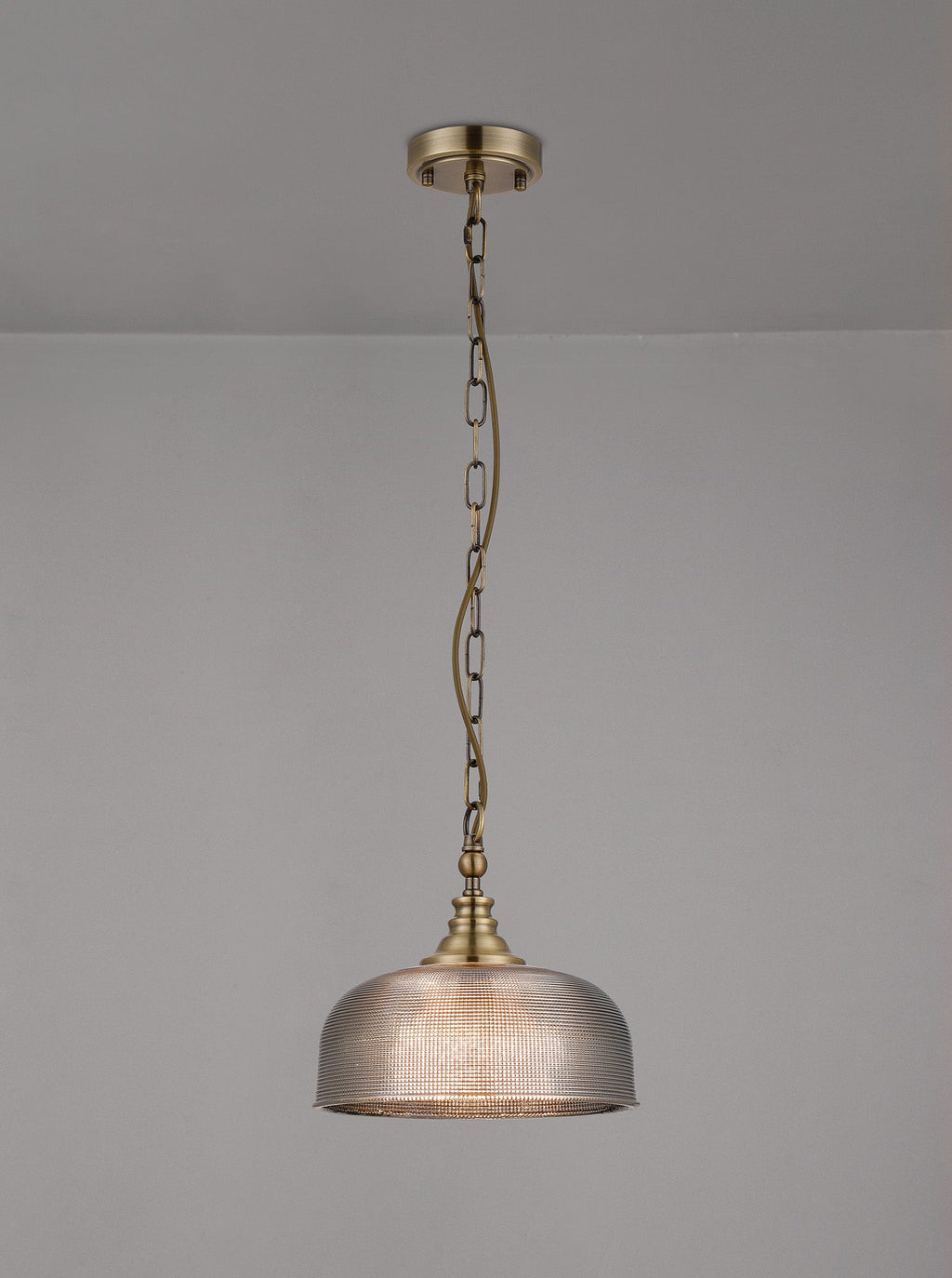 Luminosity Designs - Antique Brass Sledmere 27cm Flush/Single Pendant, 1 Light Adjustable to Semi Flush, E27 - Luminosity Designs Ltd