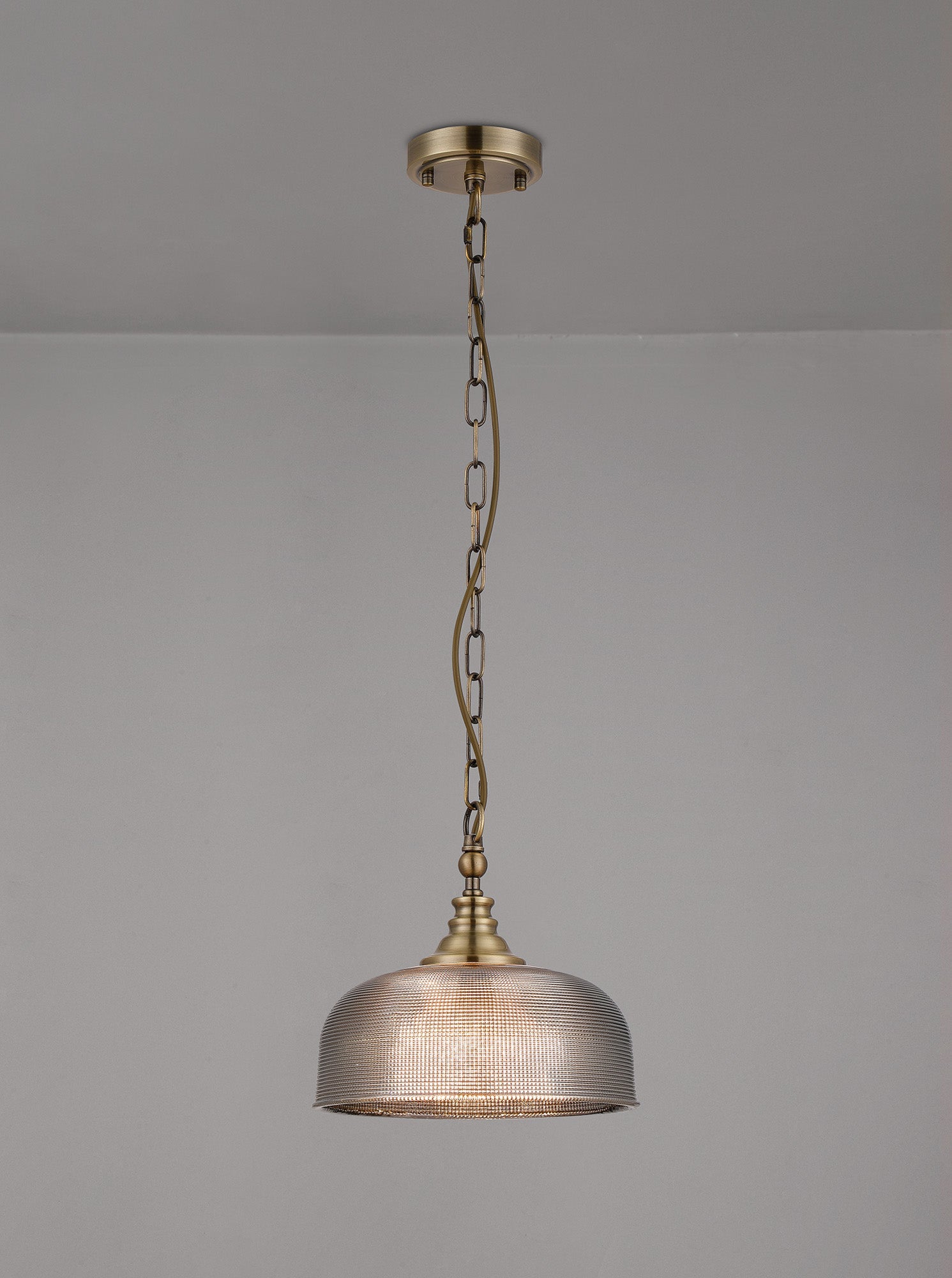 Luminosity Designs - Antique Brass Sledmere 27cm Flush/Single Pendant, 1 Light Adjustable to Semi Flush, E27 - Luminosity Designs Ltd