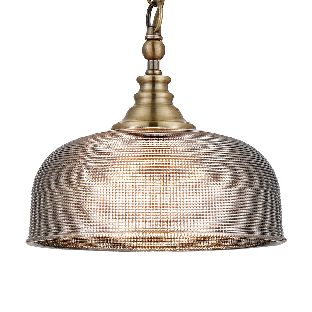 Luminosity Designs - Antique Brass Sledmere 27cm Flush/Single Pendant, 1 Light Adjustable to Semi Flush, E27 - Luminosity Designs Ltd