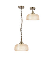 Luminosity Designs - Antique Brass Sledmere 27cm Flush/Single Pendant, 1 Light Adjustable to Semi Flush, E27 - Luminosity Designs Ltd