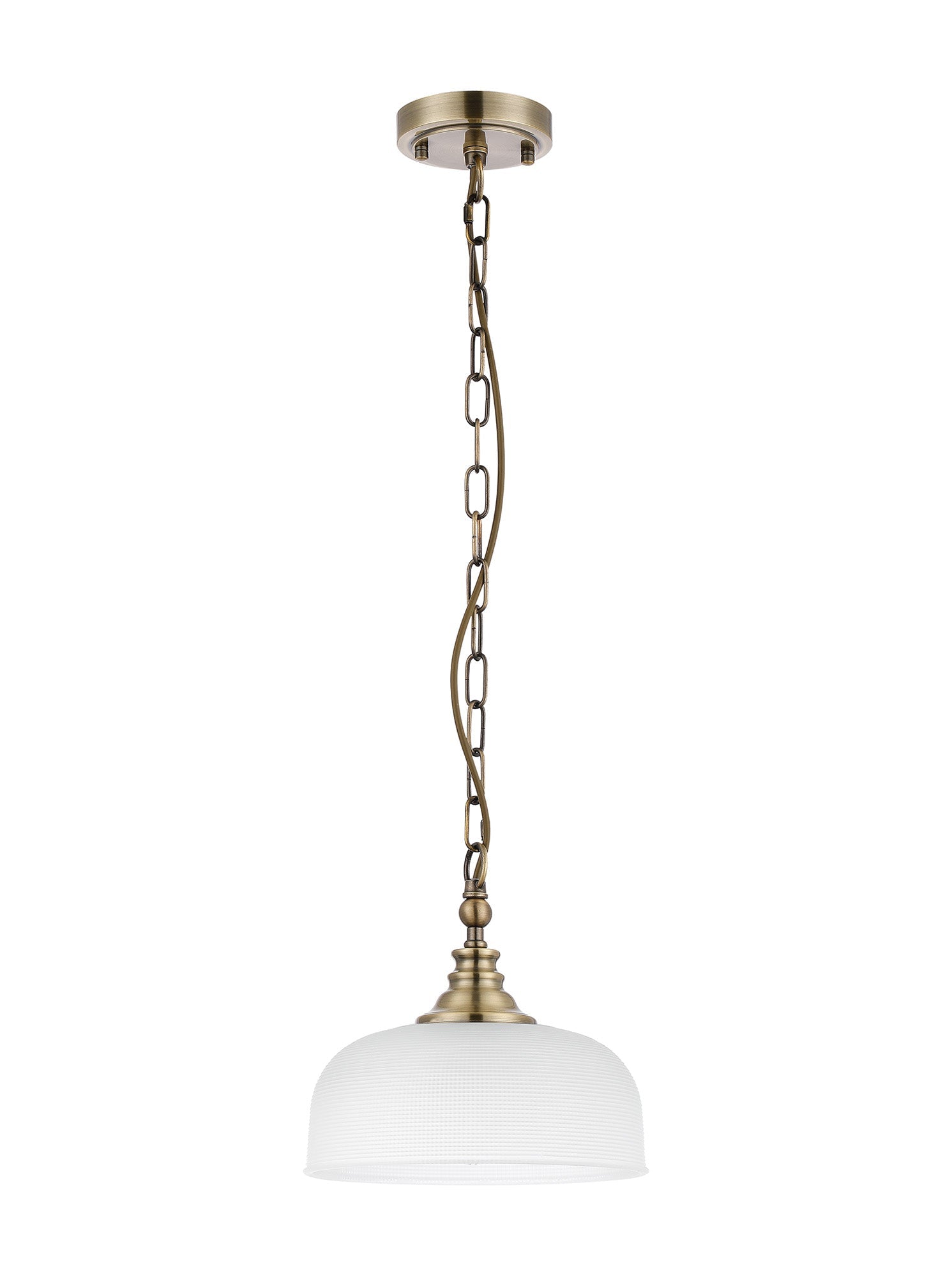Luminosity Designs - Antique Brass Sledmere 27cm Flush/Single Pendant, 1 Light Adjustable to Semi Flush, E27 - Luminosity Designs Ltd