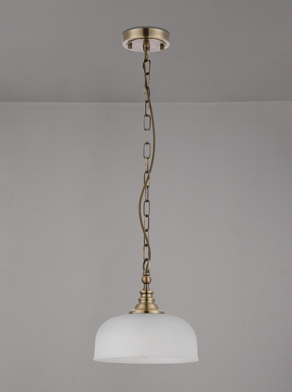 Luminosity Designs - Antique Brass Sledmere 27cm Flush/Single Pendant, 1 Light Adjustable to Semi Flush, E27 - Luminosity Designs Ltd