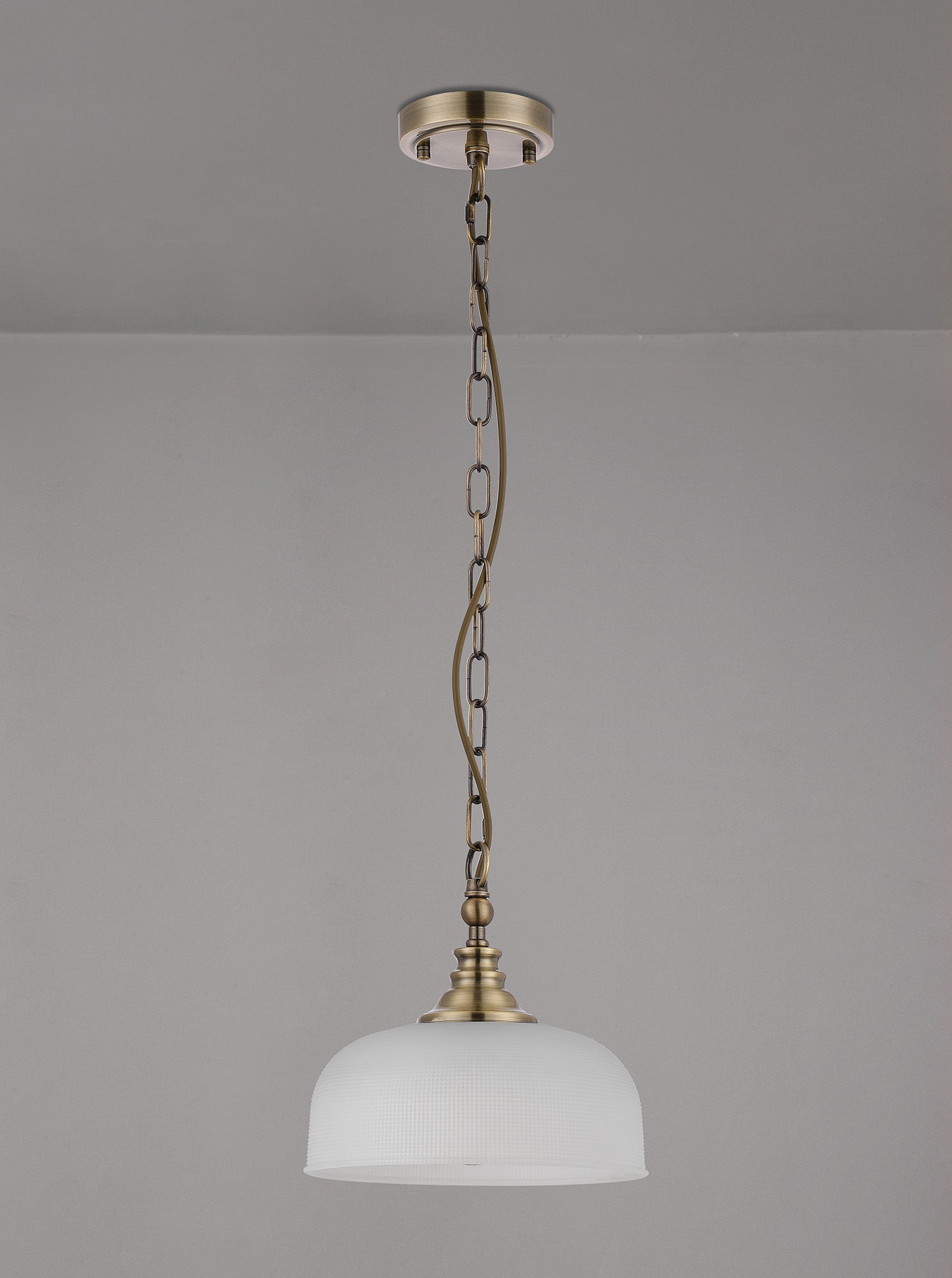 Luminosity Designs - Antique Brass Sledmere 27cm Flush/Single Pendant, 1 Light Adjustable to Semi Flush, E27 - Luminosity Designs Ltd