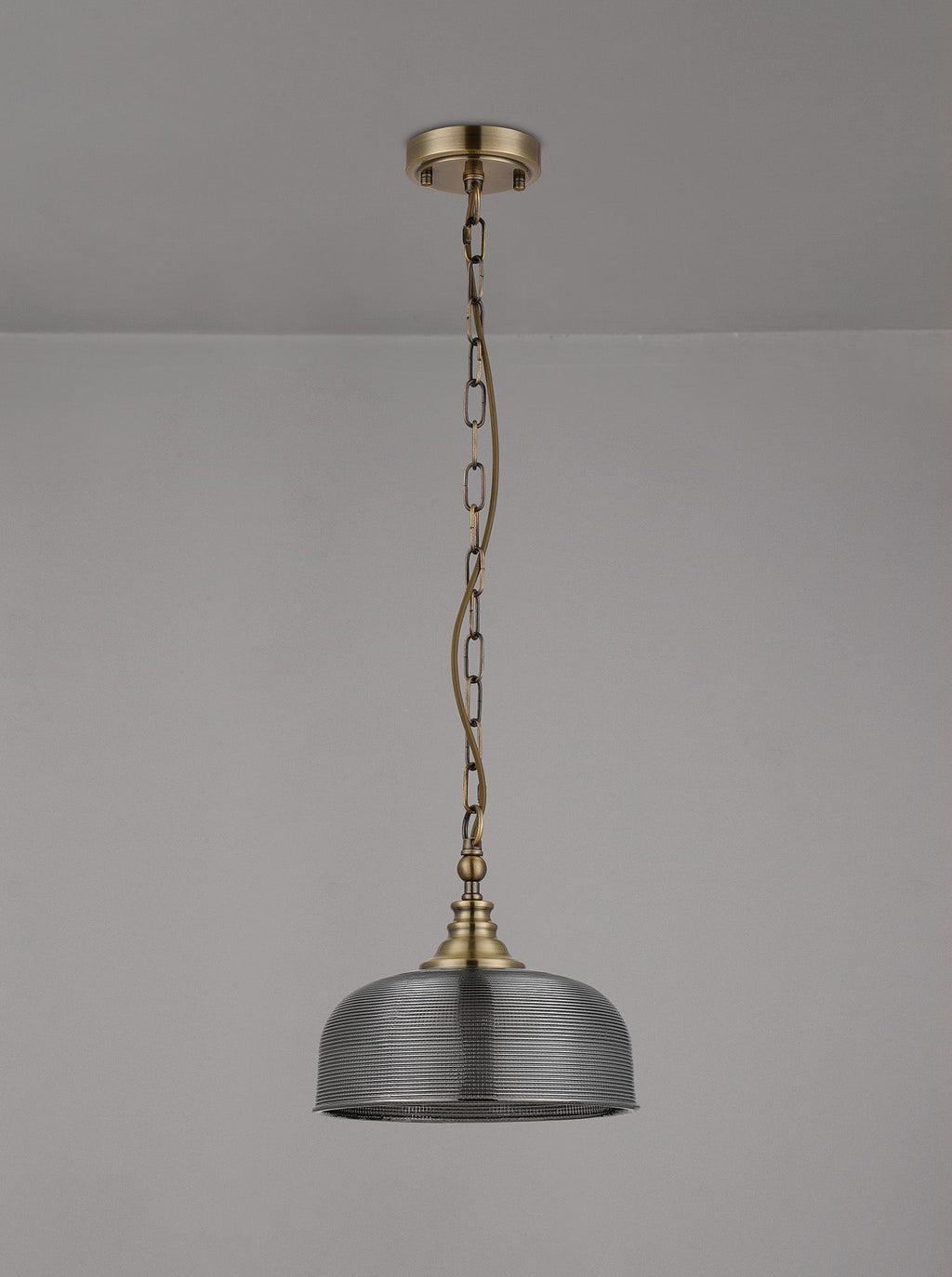 Luminosity Designs - Antique Brass Sledmere 27cm Flush/Single Pendant, 1 Light Adjustable to Semi Flush, E27 - Luminosity Designs Ltd