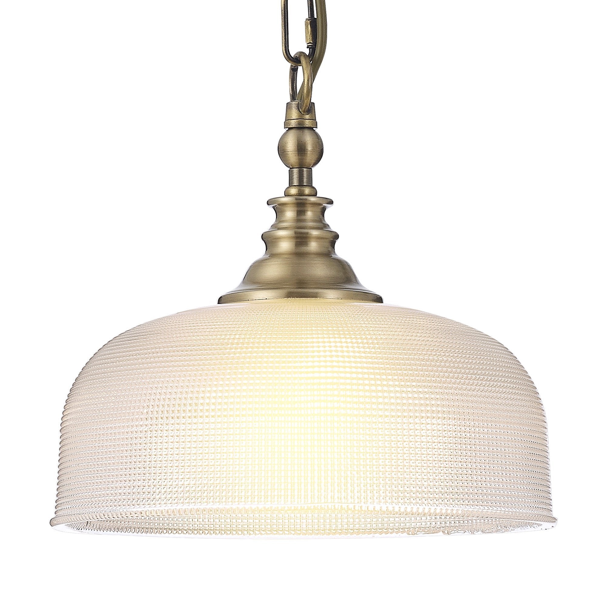 Luminosity Designs - Antique Brass Sledmere 27cm Flush/Single Pendant, 1 Light Adjustable to Semi Flush, E27 - Luminosity Designs Ltd