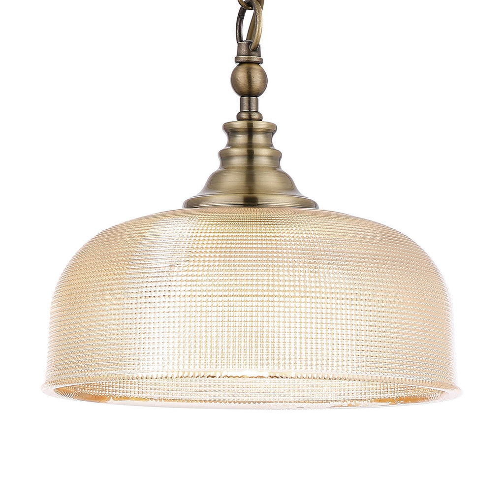 Luminosity Designs - Antique Brass Sledmere 27cm Flush/Single Pendant, 1 Light Adjustable to Semi Flush, E27 - Luminosity Designs Ltd