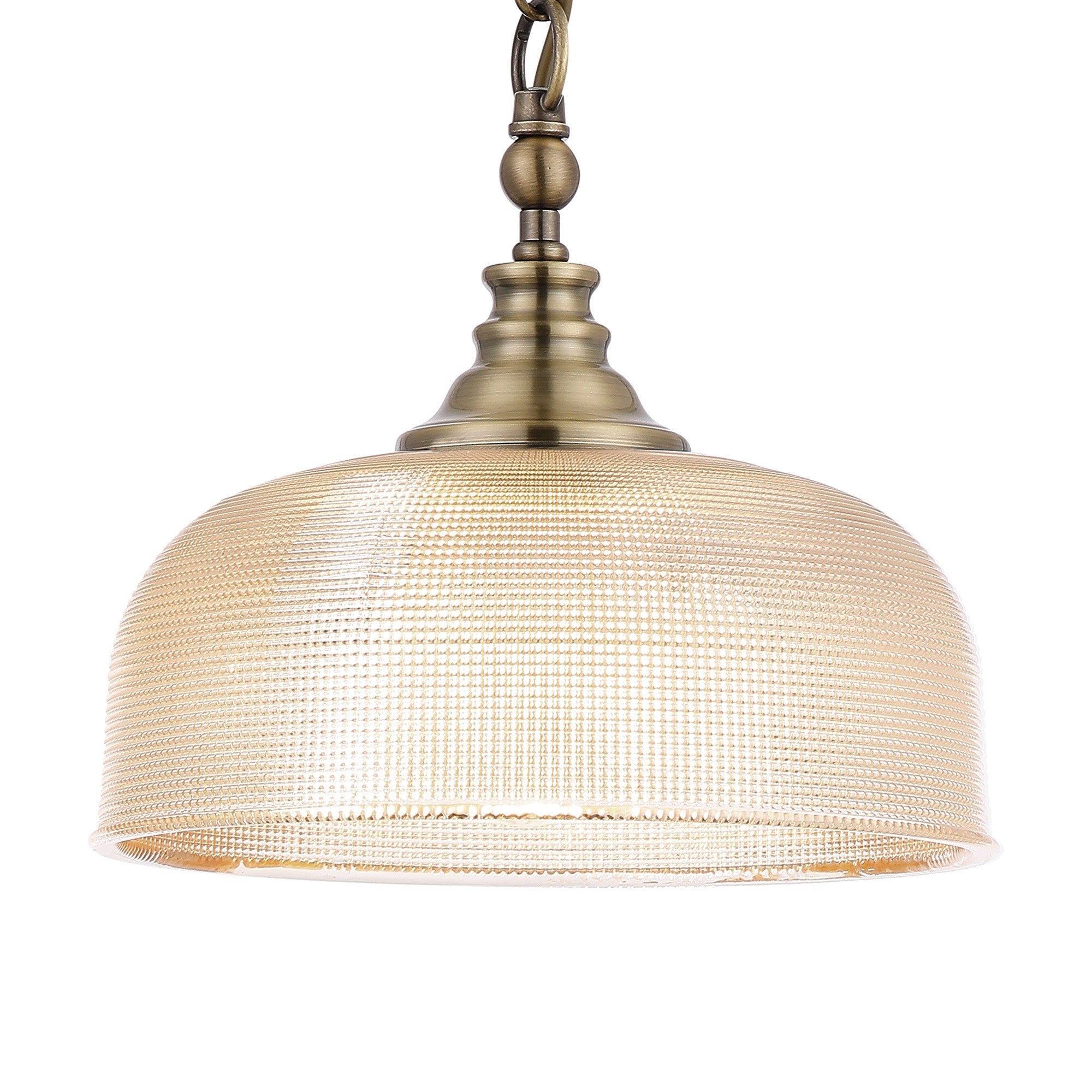 Luminosity Designs - Antique Brass Sledmere 27cm Flush/Single Pendant, 1 Light Adjustable to Semi Flush, E27 - Luminosity Designs Ltd