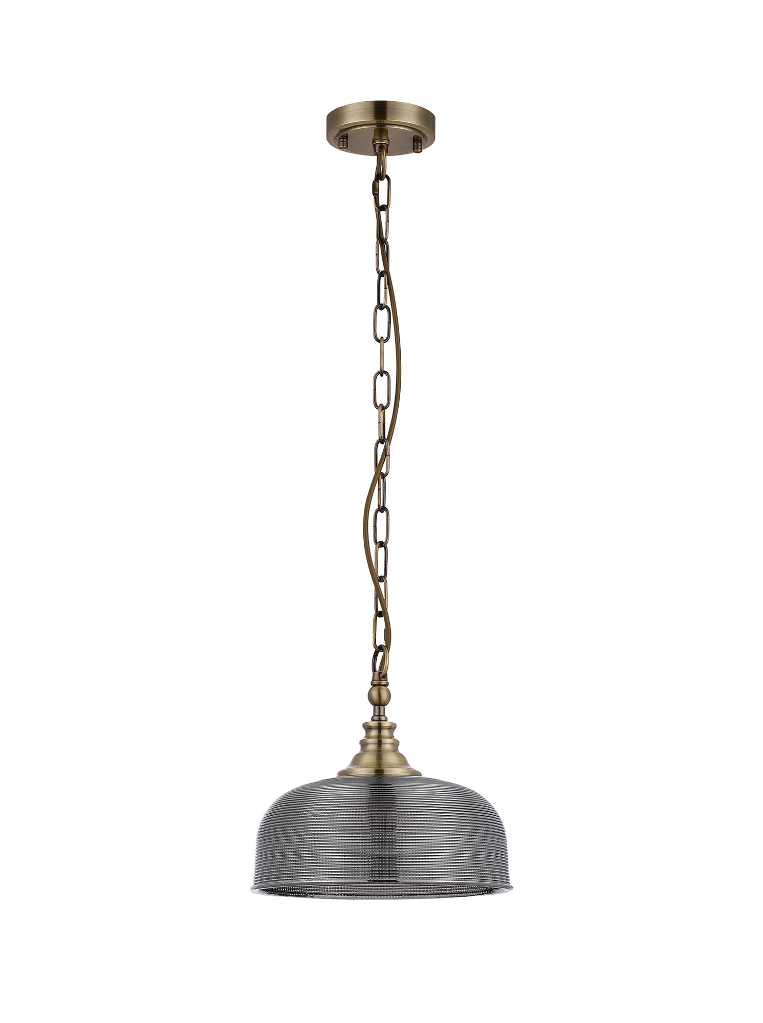 Luminosity Designs - Antique Brass Sledmere 27cm Flush/Single Pendant, 1 Light Adjustable to Semi Flush, E27 - Luminosity Designs Ltd