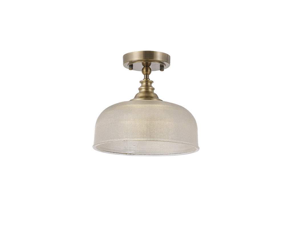 Luminosity Designs - Antique Brass Sledmere 27cm Flush/Single Pendant, 1 Light Adjustable to Semi Flush, E27 - Luminosity Designs Ltd
