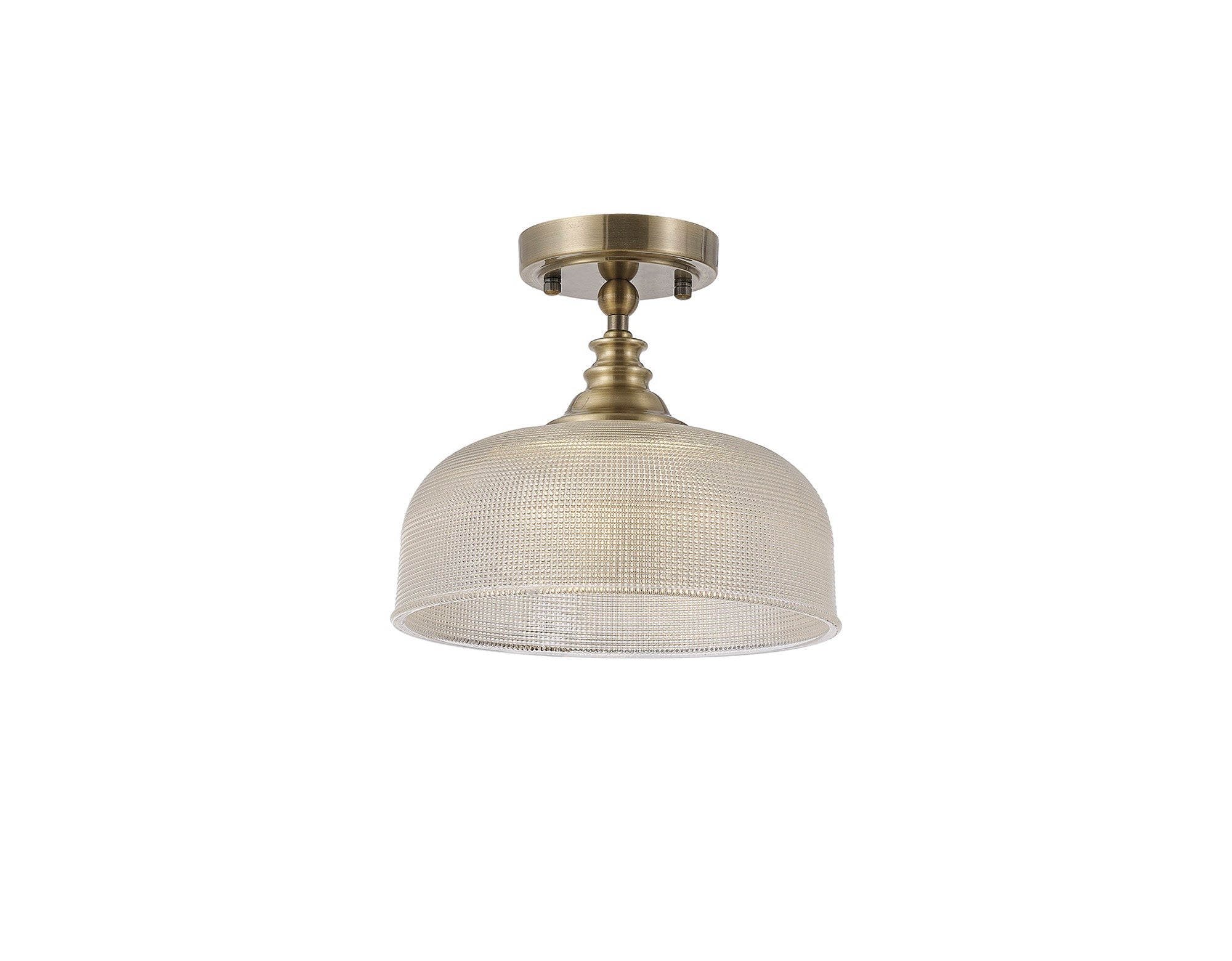 Luminosity Designs - Antique Brass Sledmere 27cm Flush/Single Pendant, 1 Light Adjustable to Semi Flush, E27 - Luminosity Designs Ltd