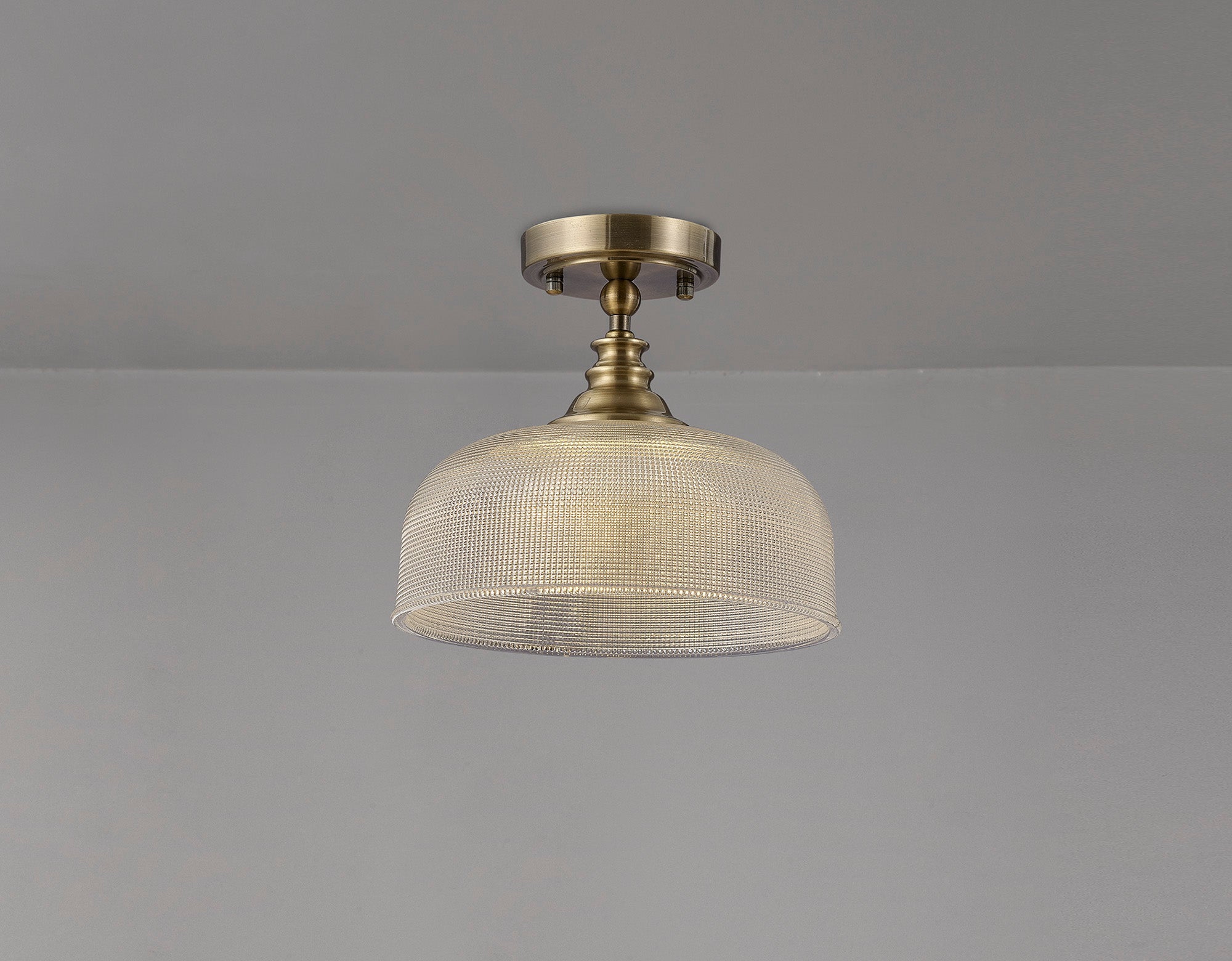 Luminosity Designs - Antique Brass Sledmere 27cm Flush/Single Pendant, 1 Light Adjustable to Semi Flush, E27 - Luminosity Designs Ltd
