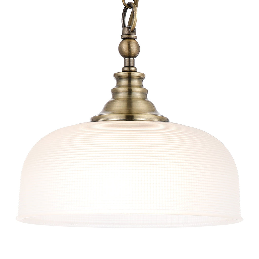 Luminosity Designs - Antique Brass Sledmere 27cm Flush/Single Pendant, 1 Light Adjustable to Semi Flush, E27 - Luminosity Designs Ltd
