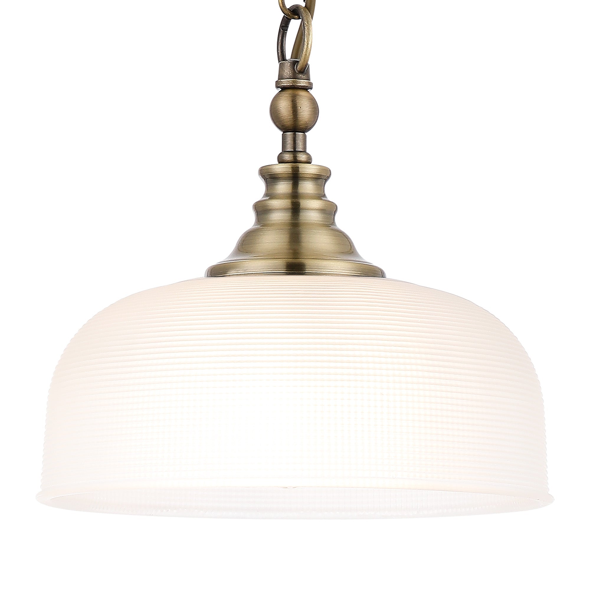Luminosity Designs - Antique Brass Sledmere 27cm Flush/Single Pendant, 1 Light Adjustable to Semi Flush, E27 - Luminosity Designs Ltd