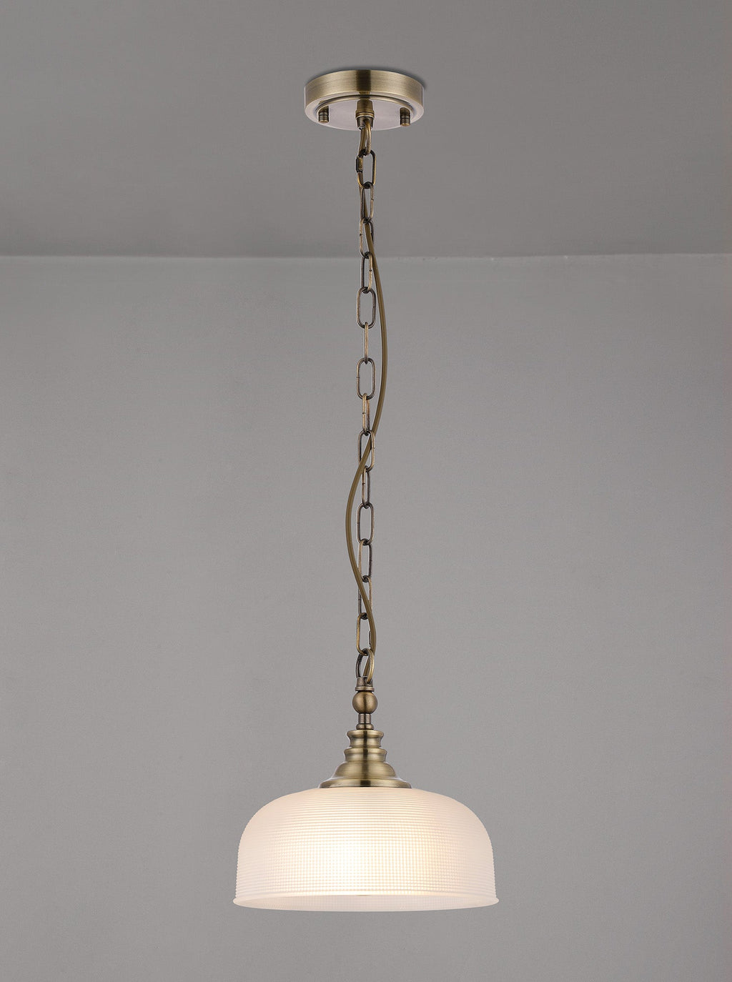 Luminosity Designs - Antique Brass Sledmere 27cm Flush/Single Pendant, 1 Light Adjustable to Semi Flush, E27 - Luminosity Designs Ltd