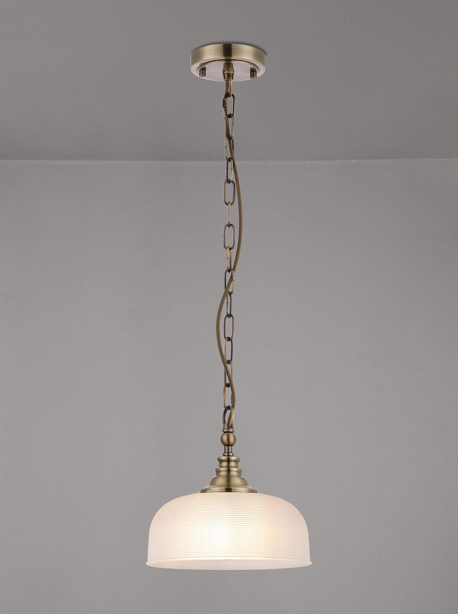 Luminosity Designs - Antique Brass Sledmere 27cm Flush/Single Pendant, 1 Light Adjustable to Semi Flush, E27 - Luminosity Designs Ltd