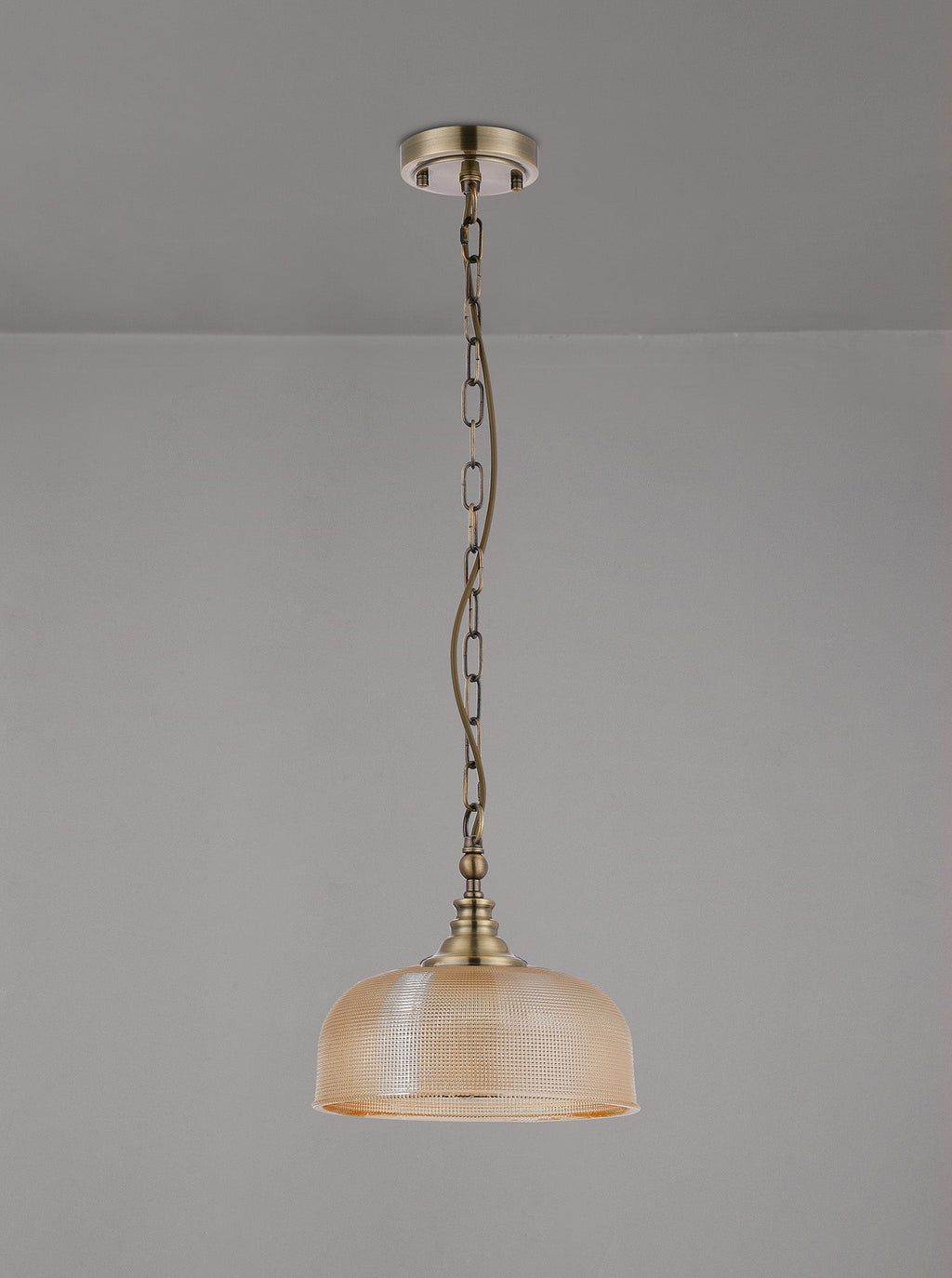 Luminosity Designs - Antique Brass Sledmere 27cm Flush/Single Pendant, 1 Light Adjustable to Semi Flush, E27 - Luminosity Designs Ltd