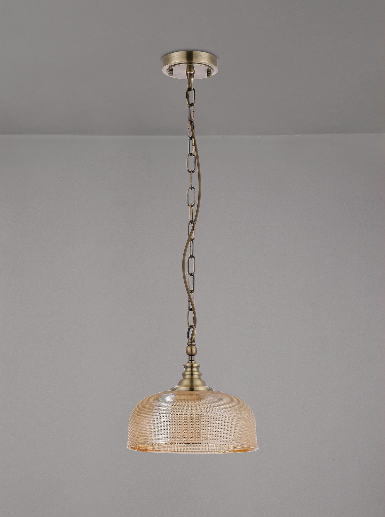 Luminosity Designs - Antique Brass Sledmere 27cm Flush/Single Pendant, 1 Light Adjustable to Semi Flush, E27 - Luminosity Designs Ltd