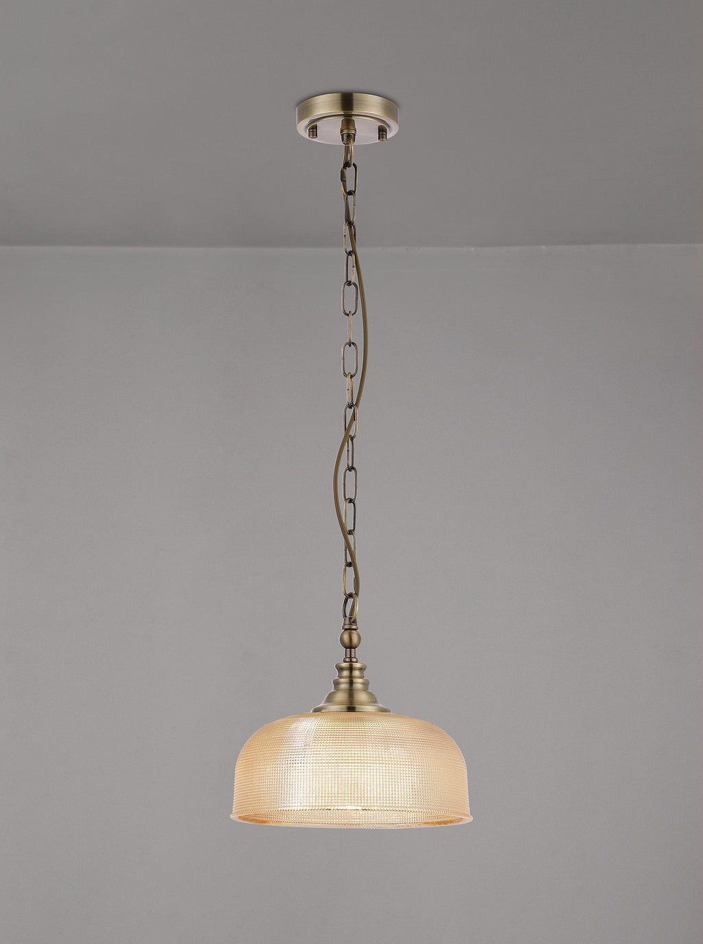 Luminosity Designs - Antique Brass Sledmere 27cm Flush/Single Pendant, 1 Light Adjustable to Semi Flush, E27 - Luminosity Designs Ltd