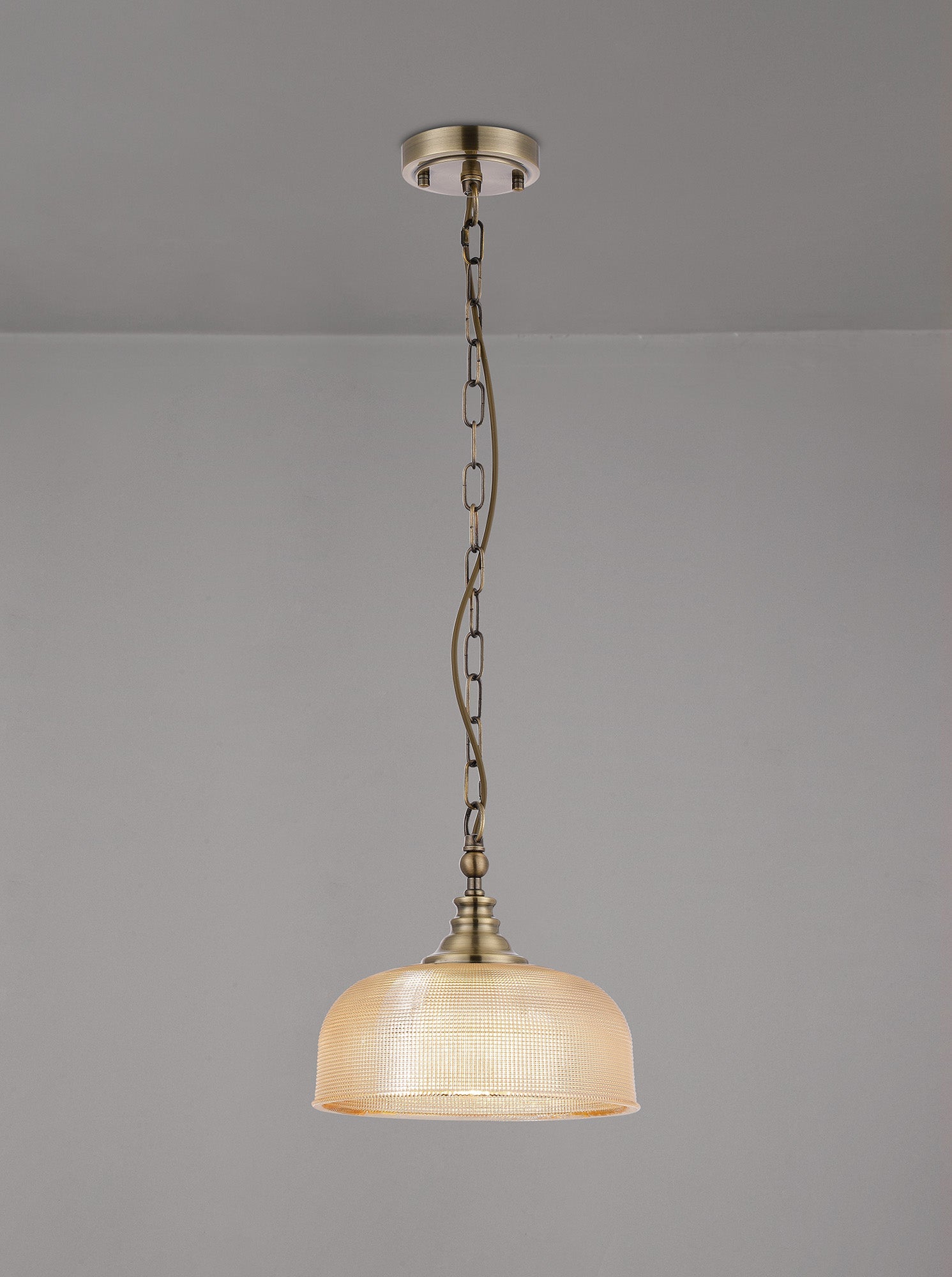 Luminosity Designs - Antique Brass Sledmere 27cm Flush/Single Pendant, 1 Light Adjustable to Semi Flush, E27 - Luminosity Designs Ltd
