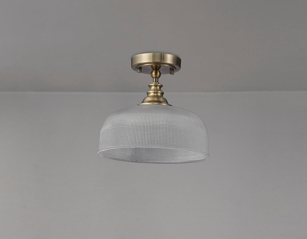 Luminosity Designs - Antique Brass Sledmere 27cm Flush/Single Pendant, 1 Light Adjustable to Semi Flush, E27 - Luminosity Designs Ltd