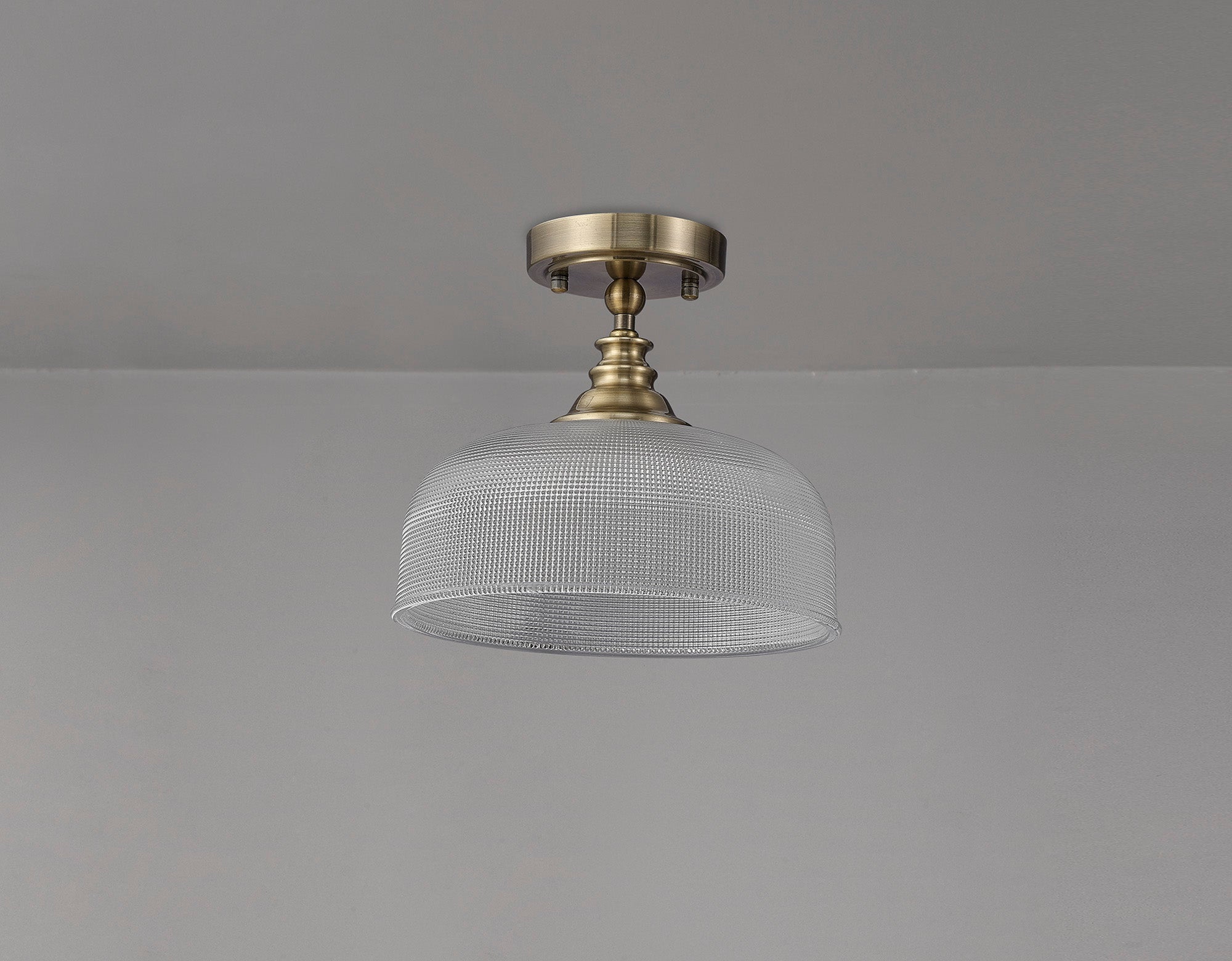 Luminosity Designs - Antique Brass Sledmere 27cm Flush/Single Pendant, 1 Light Adjustable to Semi Flush, E27 - Luminosity Designs Ltd