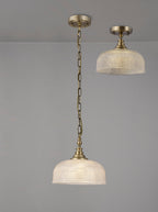 Luminosity Designs - Antique Brass Sledmere 27cm Flush/Single Pendant, 1 Light Adjustable to Semi Flush, E27 - Luminosity Designs Ltd