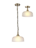 Luminosity Designs - Antique Brass Sledmere 27cm Flush/Single Pendant, 1 Light Adjustable to Semi Flush, E27 - Luminosity Designs Ltd