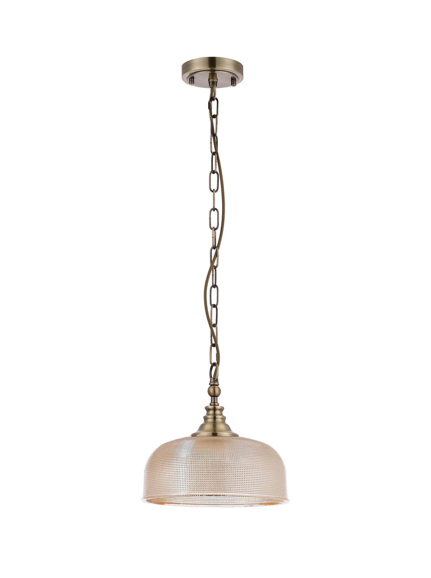 Luminosity Designs - Antique Brass Sledmere 27cm Flush/Single Pendant, 1 Light Adjustable to Semi Flush, E27 - Luminosity Designs Ltd