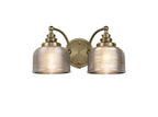 Luminosity Designs - Antique Brass Sledmere Double Wall Light, Switched, 2 x E27, Glass Shade - Luminosity Designs Ltd