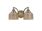 Luminosity Designs - Antique Brass Sledmere Double Wall Light, Switched, 2 x E27, Glass Shade - Luminosity Designs Ltd