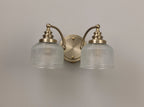 Luminosity Designs - Antique Brass Sledmere Double Wall Light, Switched, 2 x E27, Glass Shade - Luminosity Designs Ltd