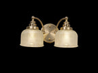 Luminosity Designs - Antique Brass Sledmere Double Wall Light, Switched, 2 x E27, Glass Shade - Luminosity Designs Ltd