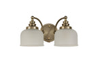 Luminosity Designs - Antique Brass Sledmere Double Wall Light, Switched, 2 x E27, Glass Shade - Luminosity Designs Ltd