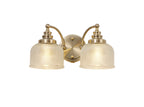 Luminosity Designs - Antique Brass Sledmere Double Wall Light, Switched, 2 x E27, Glass Shade - Luminosity Designs Ltd