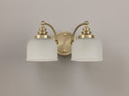 Luminosity Designs - Antique Brass Sledmere Double Wall Light, Switched, 2 x E27, Glass Shade - Luminosity Designs Ltd