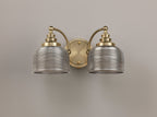 Luminosity Designs - Antique Brass Sledmere Double Wall Light, Switched, 2 x E27, Glass Shade - Luminosity Designs Ltd