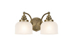 Luminosity Designs - Antique Brass Sledmere Double Wall Light, Switched, 2 x E27, Glass Shade - Luminosity Designs Ltd