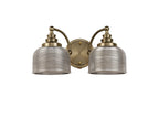 Luminosity Designs - Antique Brass Sledmere Double Wall Light, Switched, 2 x E27, Glass Shade - Luminosity Designs Ltd