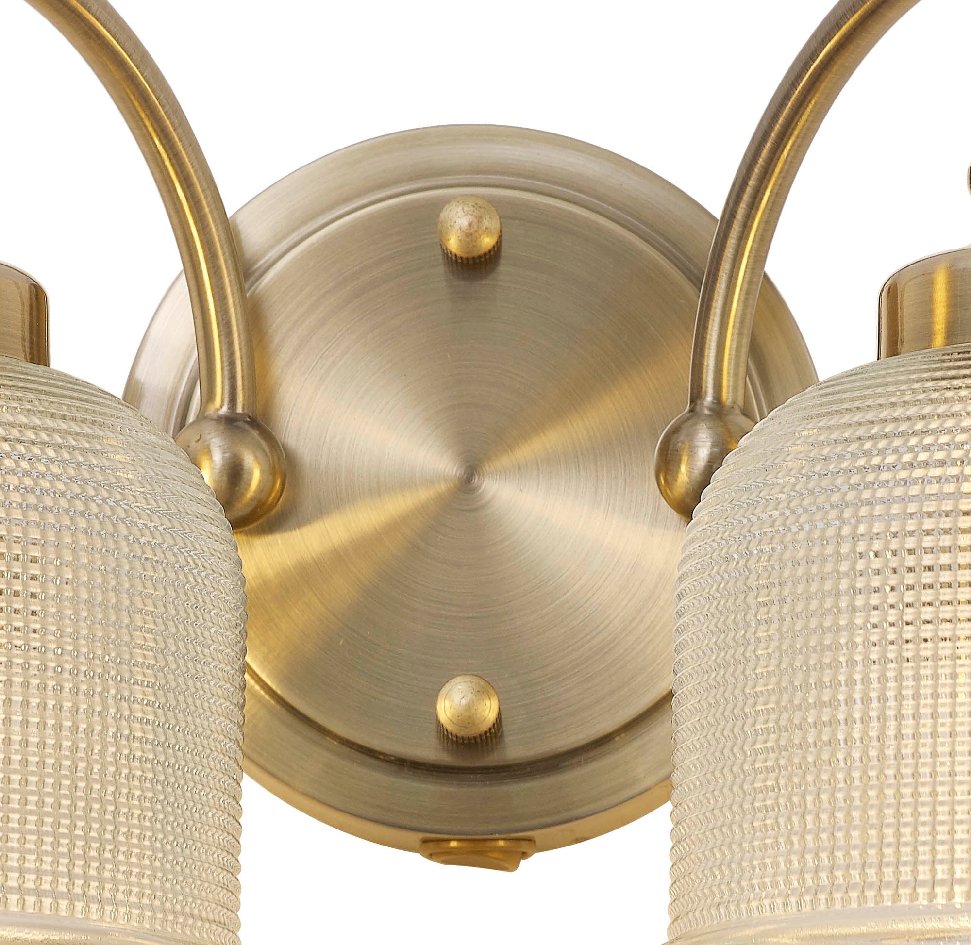 Luminosity Designs - Antique Brass Sledmere Double Wall Light, Switched, 2 x E27, Glass Shade - Luminosity Designs Ltd