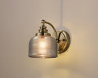 Luminosity Designs - Antique Brass Sledmere Single Wall Light, Switched, 1 x E27, Glass Shade - Luminosity Designs Ltd