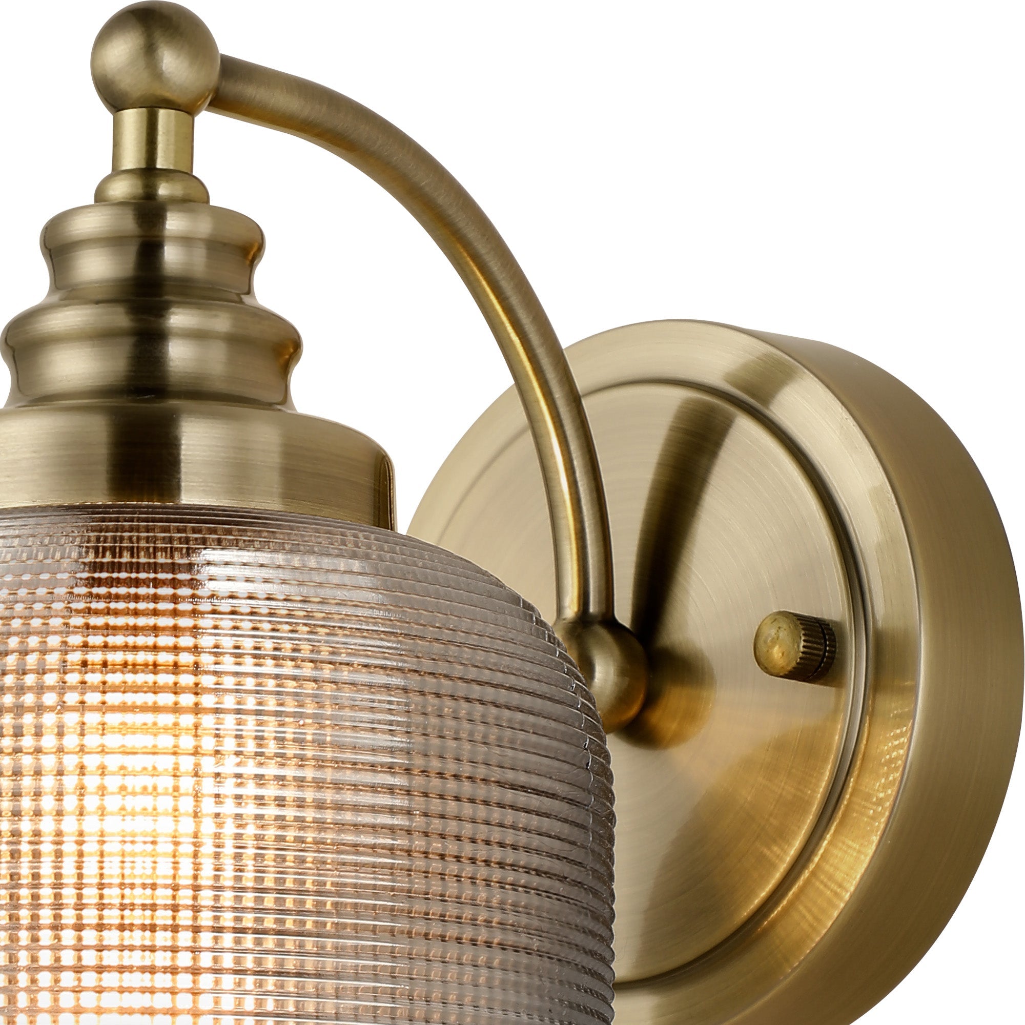 Luminosity Designs - Antique Brass Sledmere Single Wall Light, Switched, 1 x E27, Glass Shade - Luminosity Designs Ltd