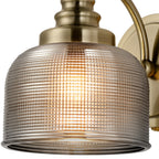 Luminosity Designs - Antique Brass Sledmere Single Wall Light, Switched, 1 x E27, Glass Shade - Luminosity Designs Ltd