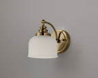 Luminosity Designs - Antique Brass Sledmere Single Wall Light, Switched, 1 x E27, Glass Shade - Luminosity Designs Ltd