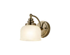 Luminosity Designs - Antique Brass Sledmere Single Wall Light, Switched, 1 x E27, Glass Shade - Luminosity Designs Ltd