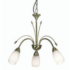 Luminosity Designs - Antwerp 3 Light Pendant with Frosted Floral Style Glass E14 (Oaks 4316/3) - Luminosity Designs Ltd